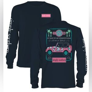 Simply Southern Navy and Pink Long Sleeve Tee